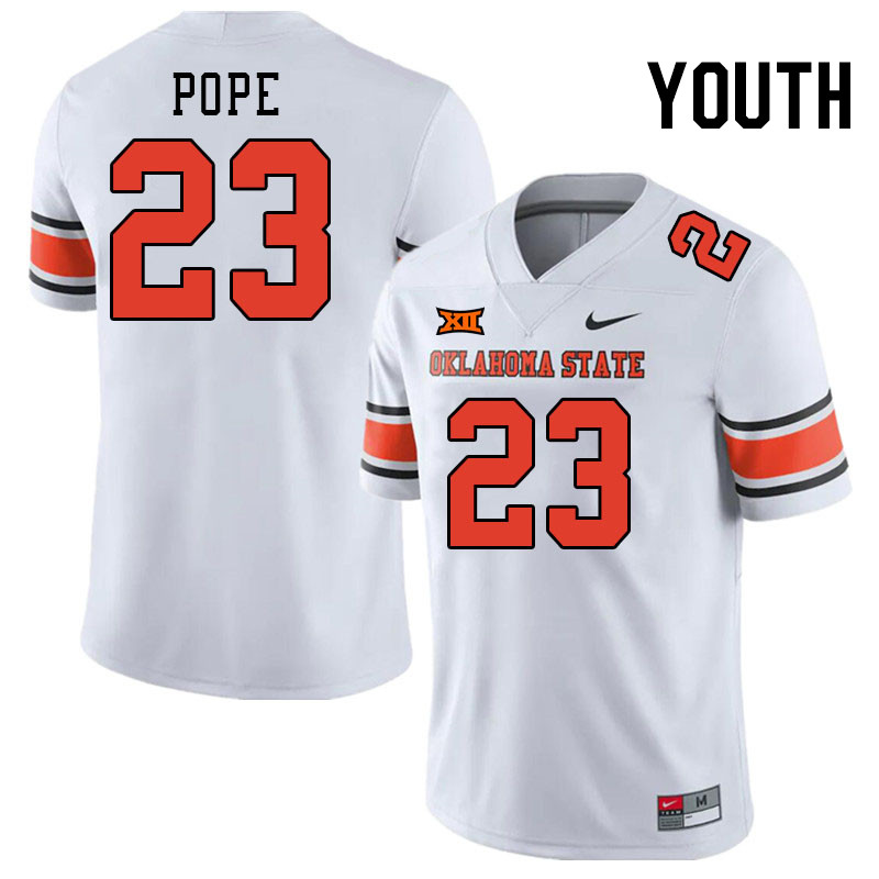 Men #23 Jalen Pope Oklahoma State Cowboys College Football Jerseys Stitched Sale-White - Click Image to Close